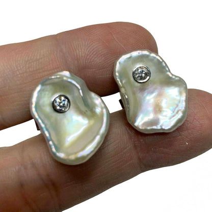 Diamond Fresh Water Pearl Cufflinks 14k Gold 0.45 TCW Designer Certified $2,490 010960