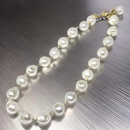 South Sea Pearl Diamond Necklace 18K Gold 13.4mm 18" Certified $14,200 822106