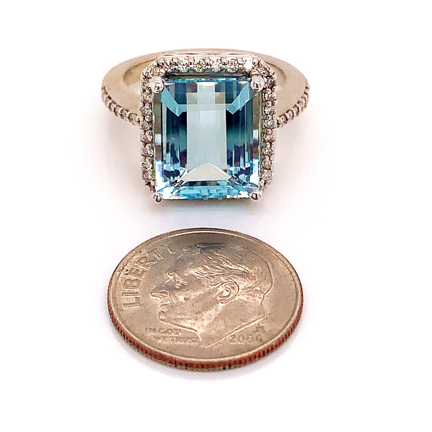 Aquamarine Diamond Ring 14k Gold Size 6.5, 6 TCW Certified $6,950 121105