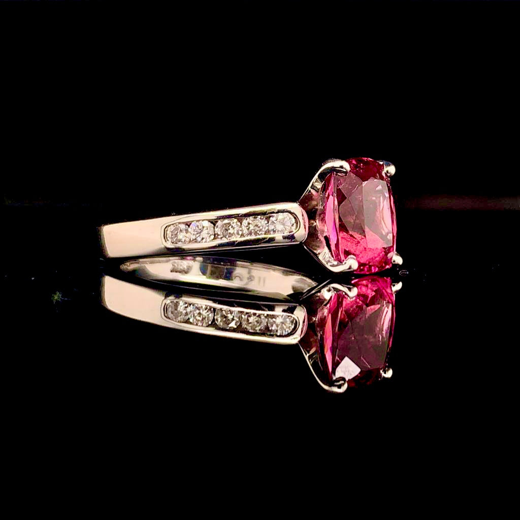 Diamond Rubellite Tourmaline Ring 3 TCW 14k Gold Certified $3,450 912277 - Certified Fine Jewelry