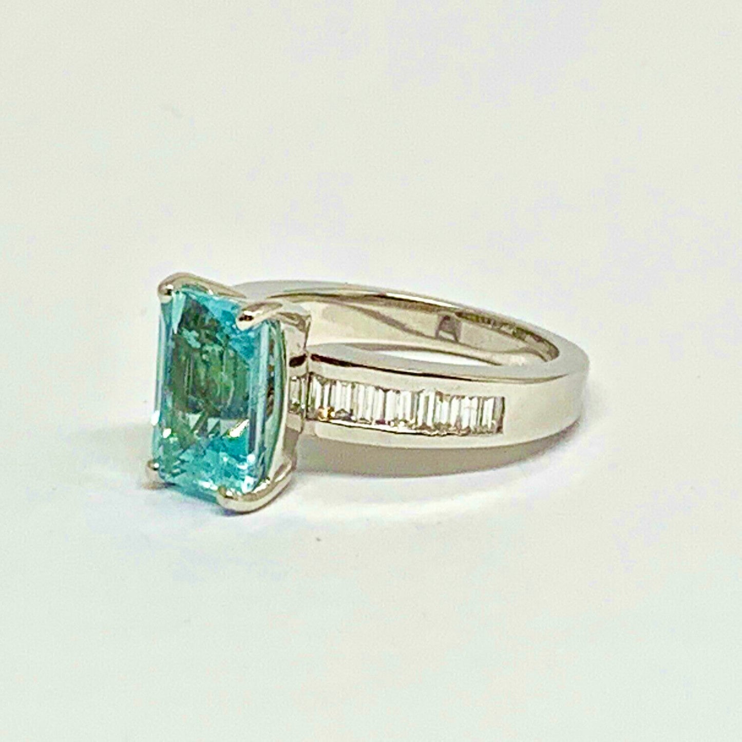 Diamond Aquamarine Ring 3.30TCW 14k Gold Women Certified $4,200 911203