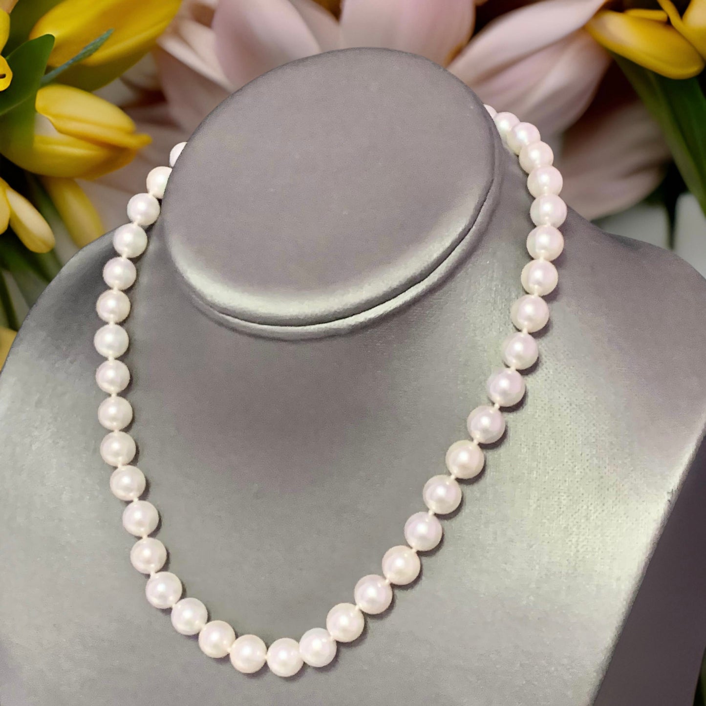 Akoya Pearl Necklace 14k Yellow Gold 8.5 mm 16" Certified $3,950 111841