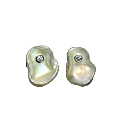 Diamond Fresh Water Pearl Cufflinks 14k Gold 0.45 TCW Designer Certified $2,490 010960