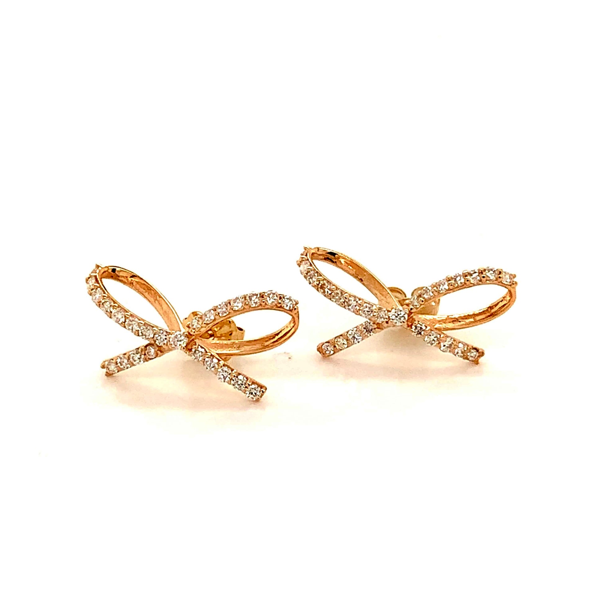 Diamond Bow Stud Earrings 14k Gold 0.5 TCW Certified $3,950 111897 - Certified Fine Jewelry