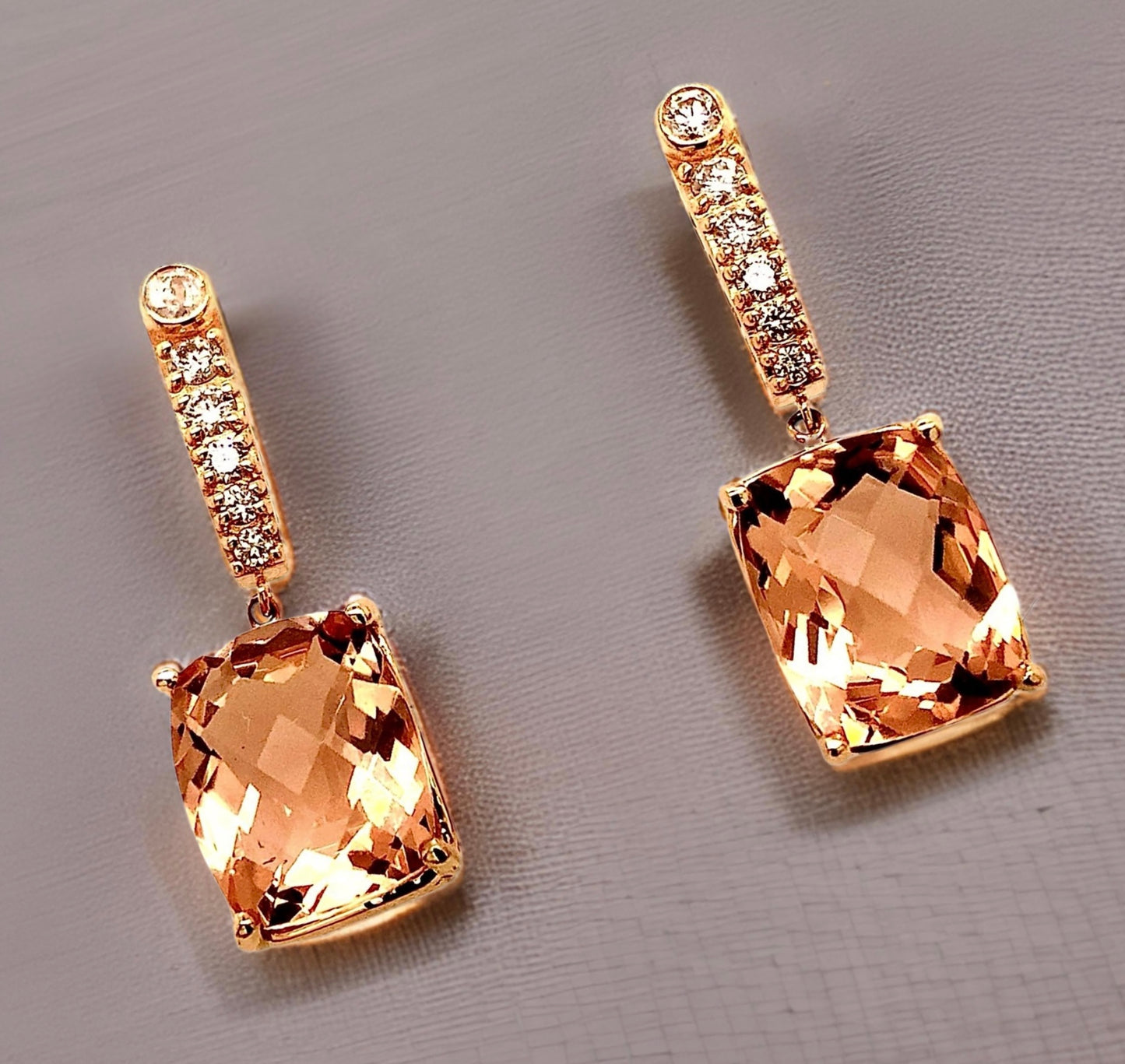 Natural Morganite Diamond Earrings 14k Gold 9.93 TCW Certified $5,950 018685