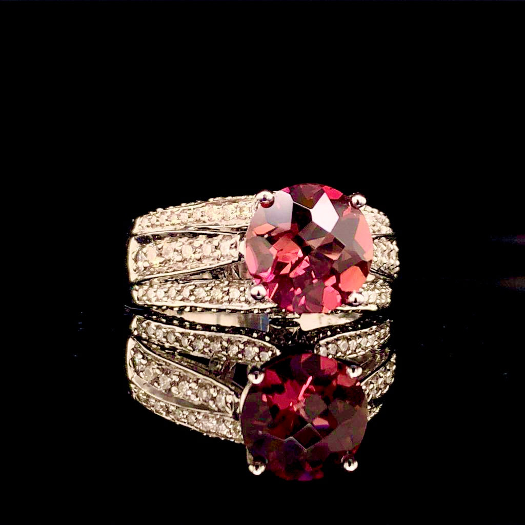Diamond Tourmaline Rubellite Ring 7.25 14k Gold 3.65 Ct Women Certified $4,950 913505 - Certified Fine Jewelry