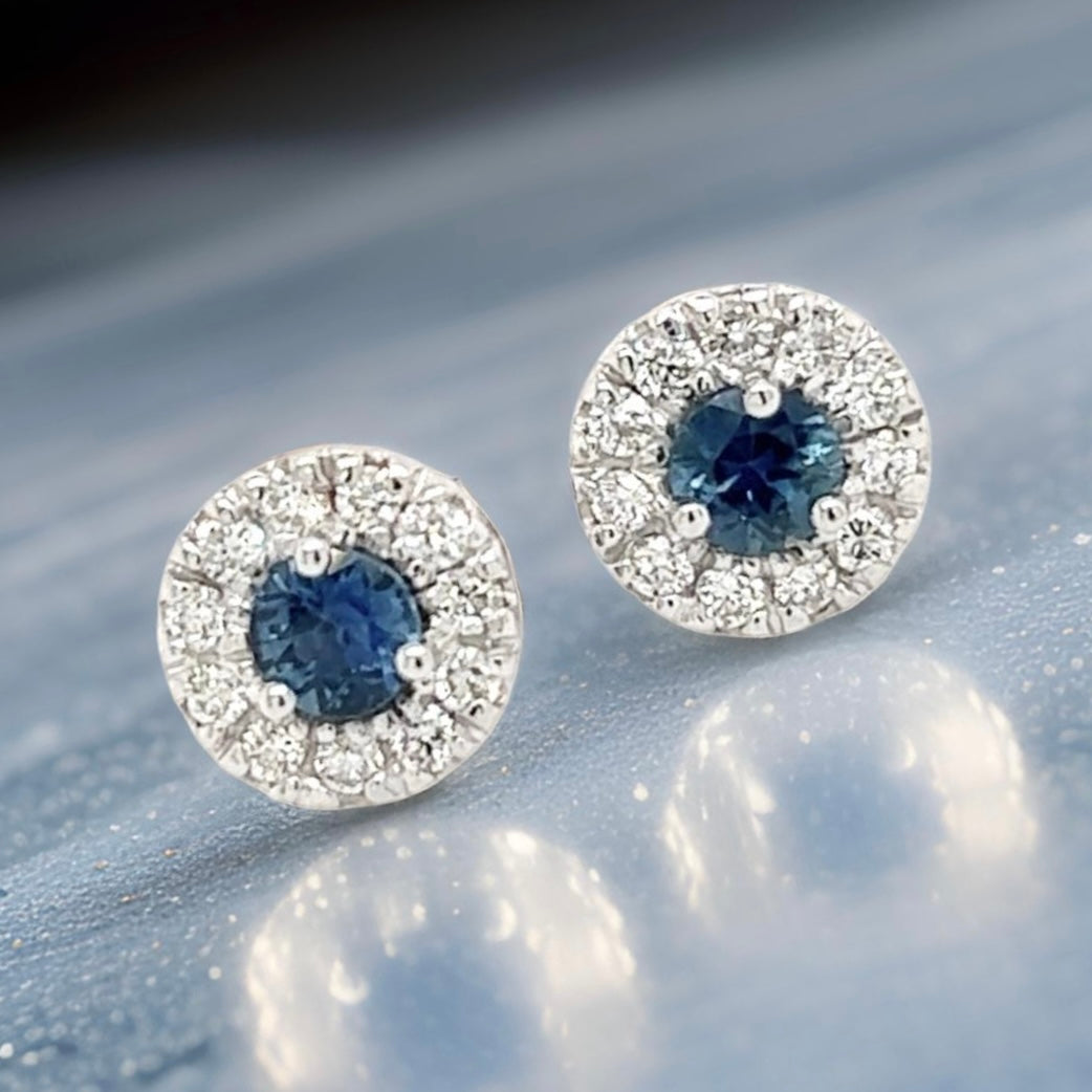 Natural Sapphire Diamond Stud Earrings 14k Gold 1.09 TCW Certified $3,950 216098