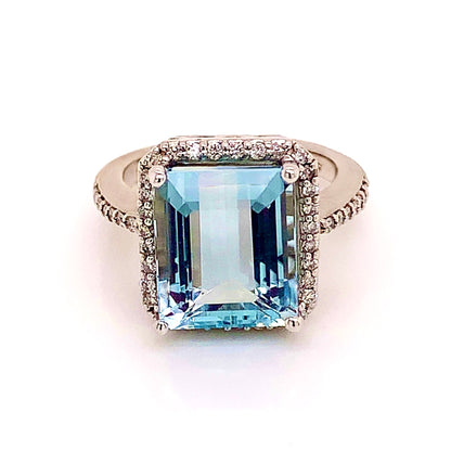 Aquamarine Diamond Ring 14k Gold Size 6.5, 6 TCW Certified $6,950 121105