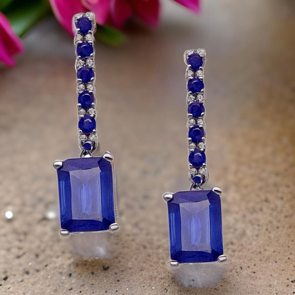 Natural Sapphire Dangle Earrings 14k Gold 2.01 TCW Certified $3,950 018682