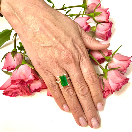 Natural Emerald Diamond Ring 14k Gold 4.37 TCW GIA Certified $6,950 111875 - Certified Fine Jewelry