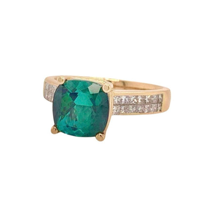 Green Tourmaline Diamond Ring 14 kt 2.80 tcw Certified $3,350 013309