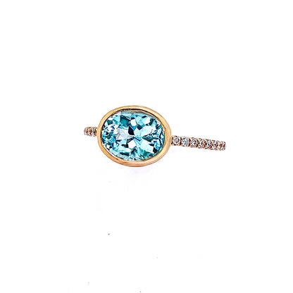 Natural Aquamarine Diamond Ring 6.5 14k Yellow Gold 2.08 TCW Certified $2,650 221350