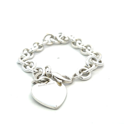 Tiffany & Co Estate Heart Charm Bracelet 7.5" Sterling Silver 34.9g TIF758