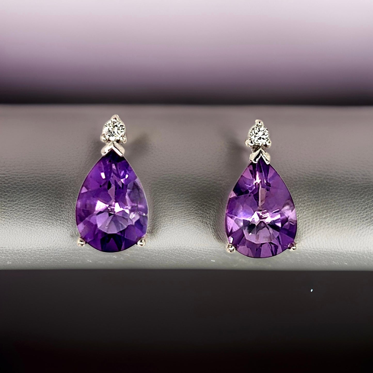 Natural Amethyst Diamond Earrings 14k Gold 3.71 TCW Certified $2,950 210754