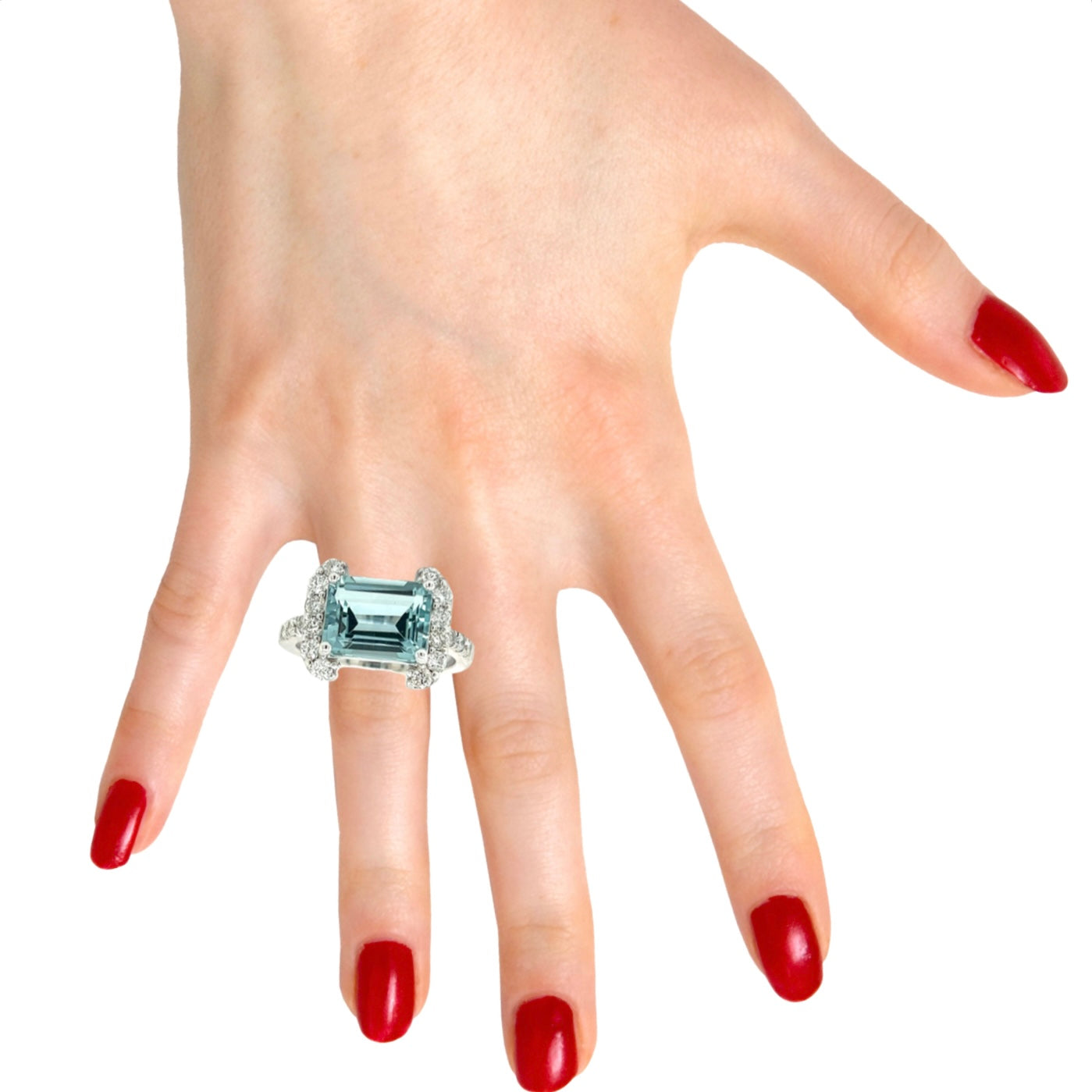 Natural Aquamarine Diamond Ring 6.5 14k white Gold 6.09 TCW Certified $4,690 217095