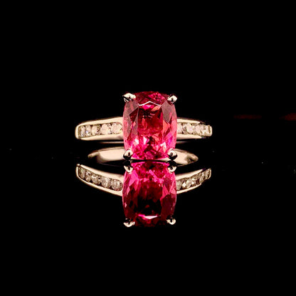 Diamond Rubellite Tourmaline Ring 3 TCW 14k Gold Certified $3,450 912277 - Certified Fine Jewelry