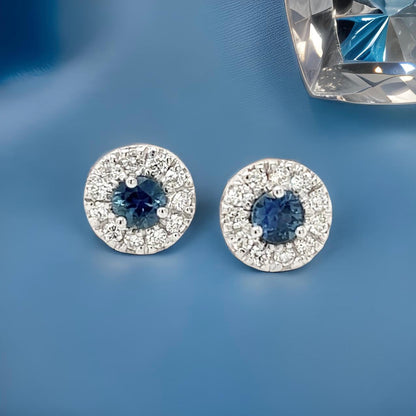 Natural Sapphire Diamond Stud Earrings 14k Gold 1.09 TCW Certified $3,950 216098