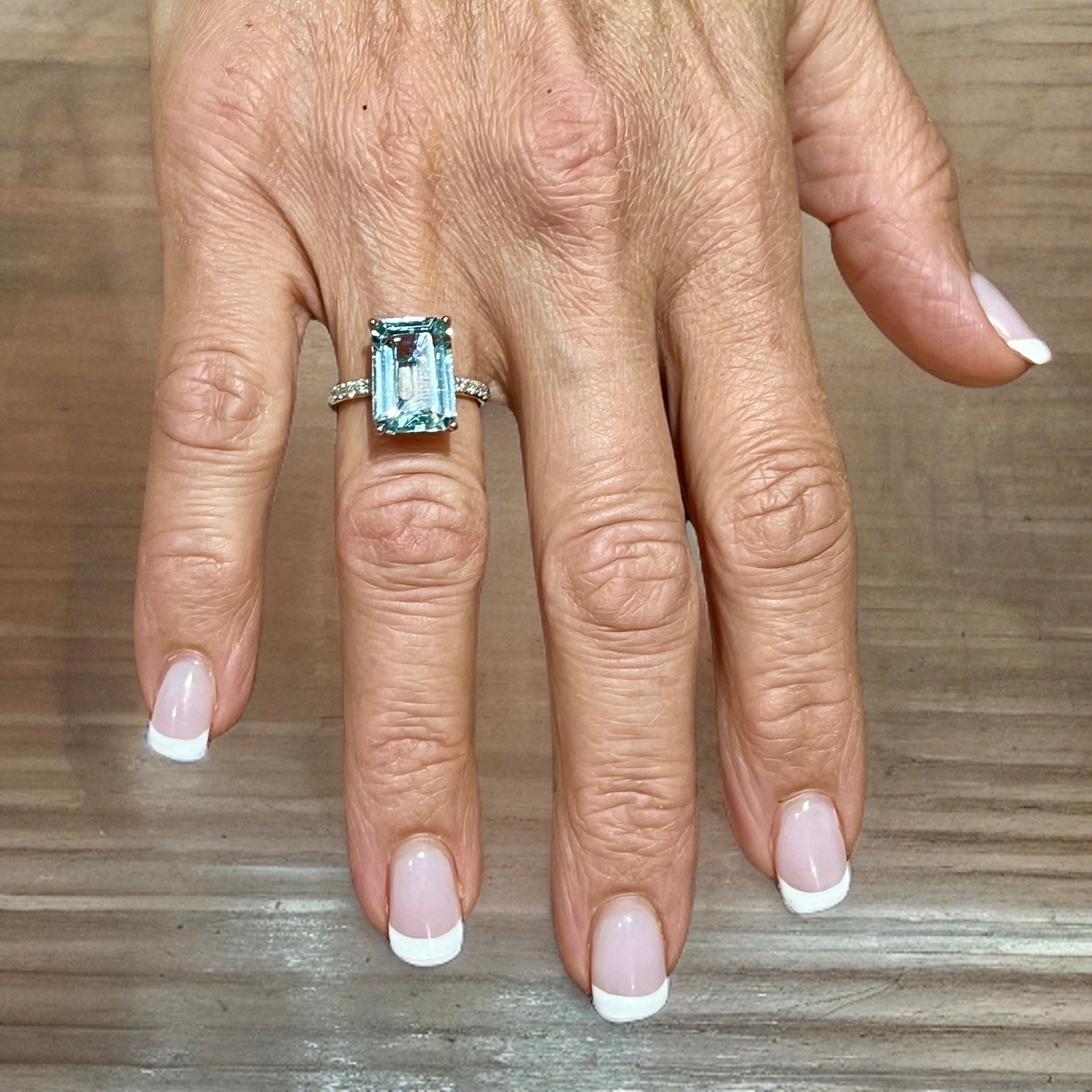 Natural Aquamarine Diamond Ring Size 6.5 14k W Gold 5.78 TCW Certified $4,795 217097 - Certified Fine Jewelry