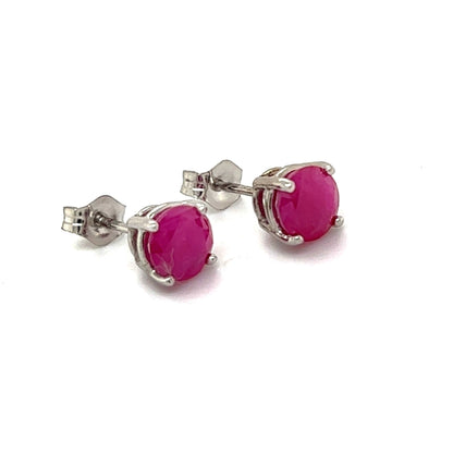 Natural Ruby Stud Earrings 14k Gold 1.91 TCW 1.28 Grams Certified $2,290 210750