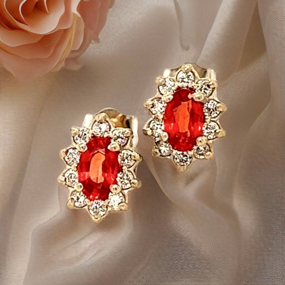 Natural Sapphire Diamond Stud Earrings 14k Gold 0.70 TCW Certified $2,450 215608 - Certified Fine Jewelry