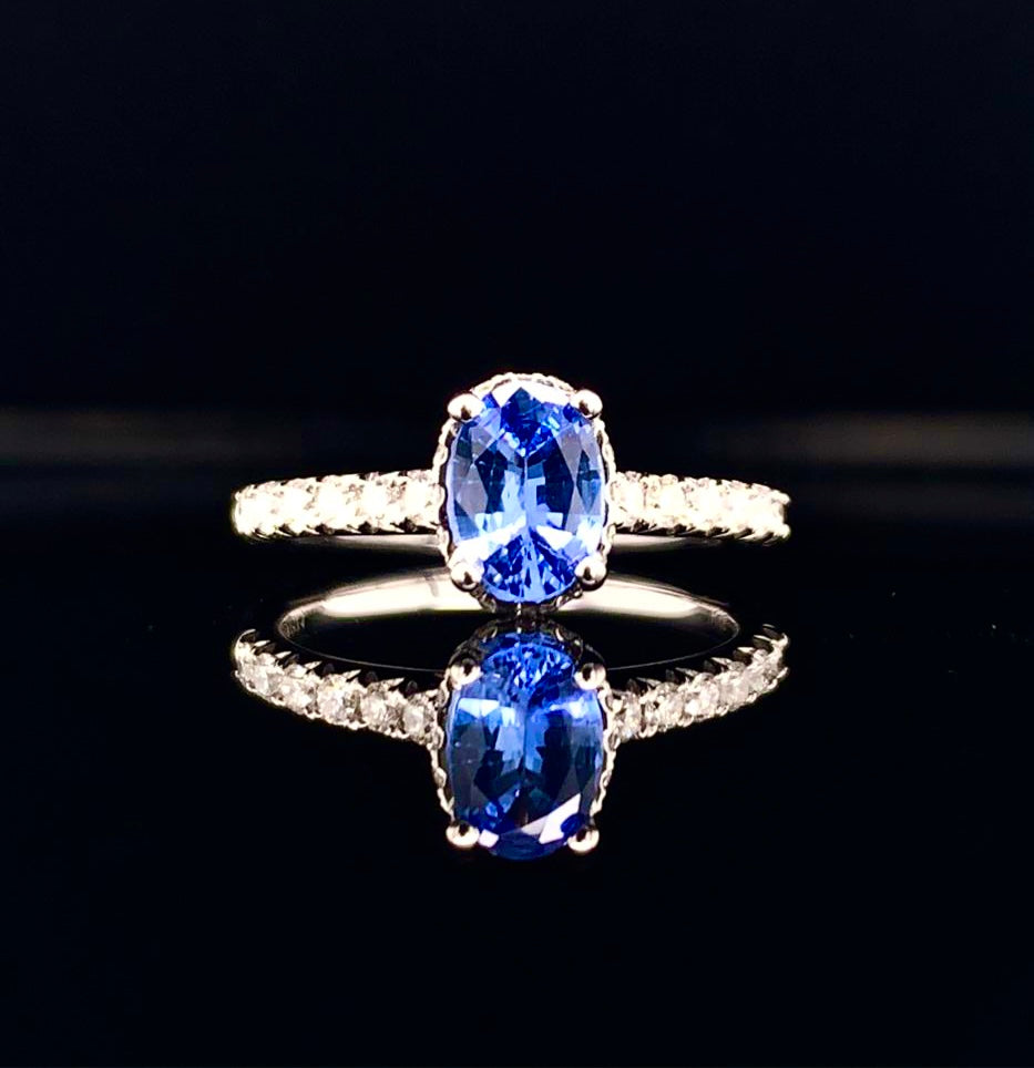 Diamond Sapphire Ring 18k Gold Women 1.725 TCW Certified $3990 913137