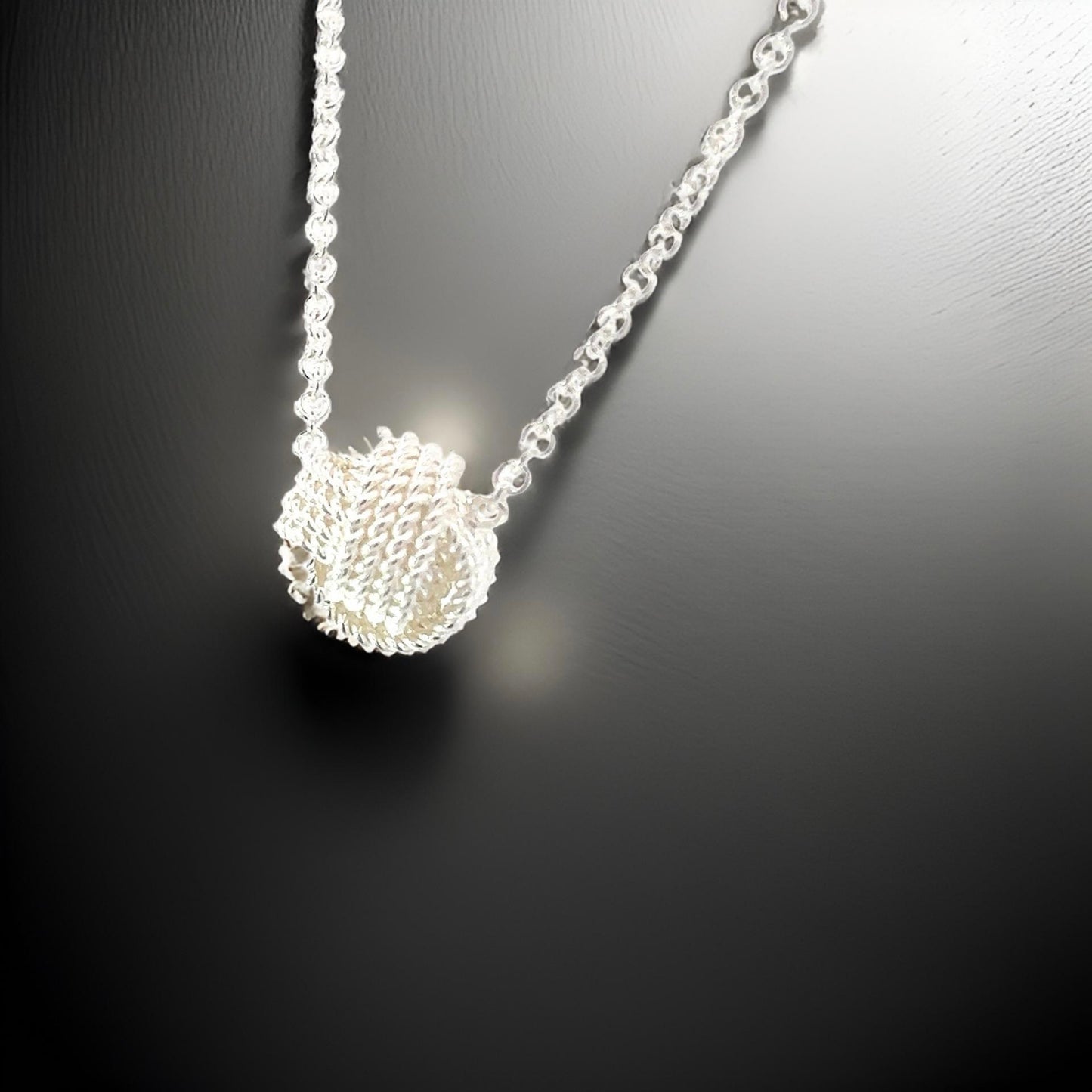 Tiffany & Co Estate Love Knot Necklace 17" Silver TIF650
