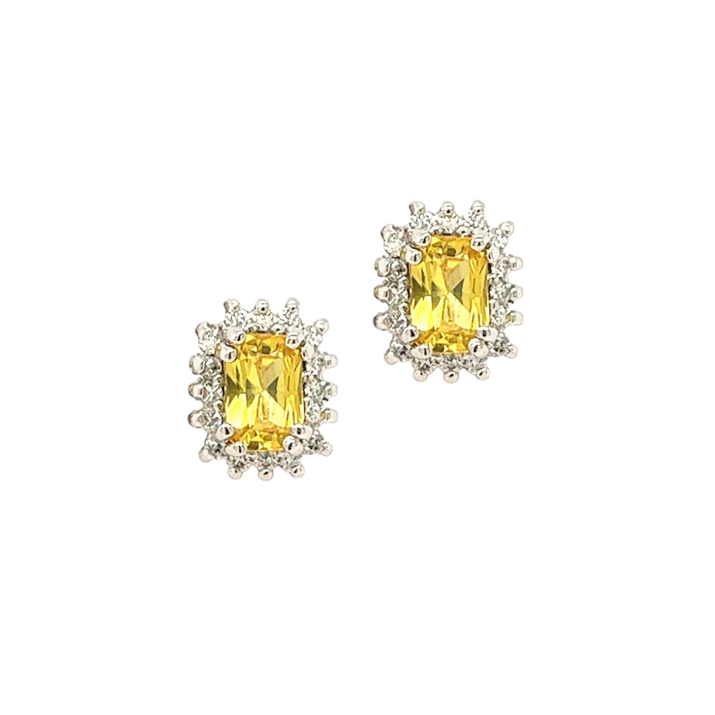 Natural Sapphire Diamond Stud Earrings 14k W Gold 1.71 TCW Certified $2950 121262