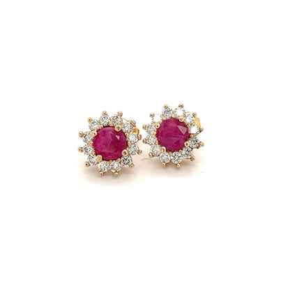 Natural Ruby Diamond Earrings 14k Yellow Gold 2.20 TCW Certified $2,595 121103