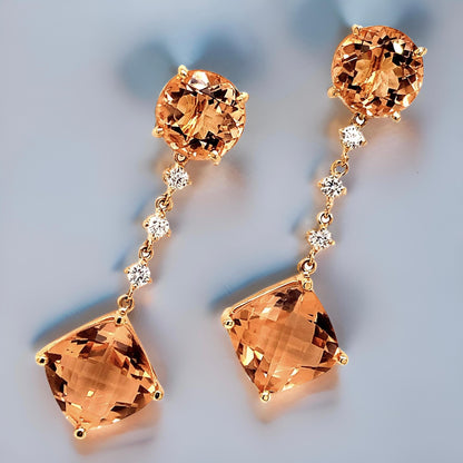 Natural Morganite Diamond Earrings 14k Gold 10.1 TCW Certified $5,950 111536