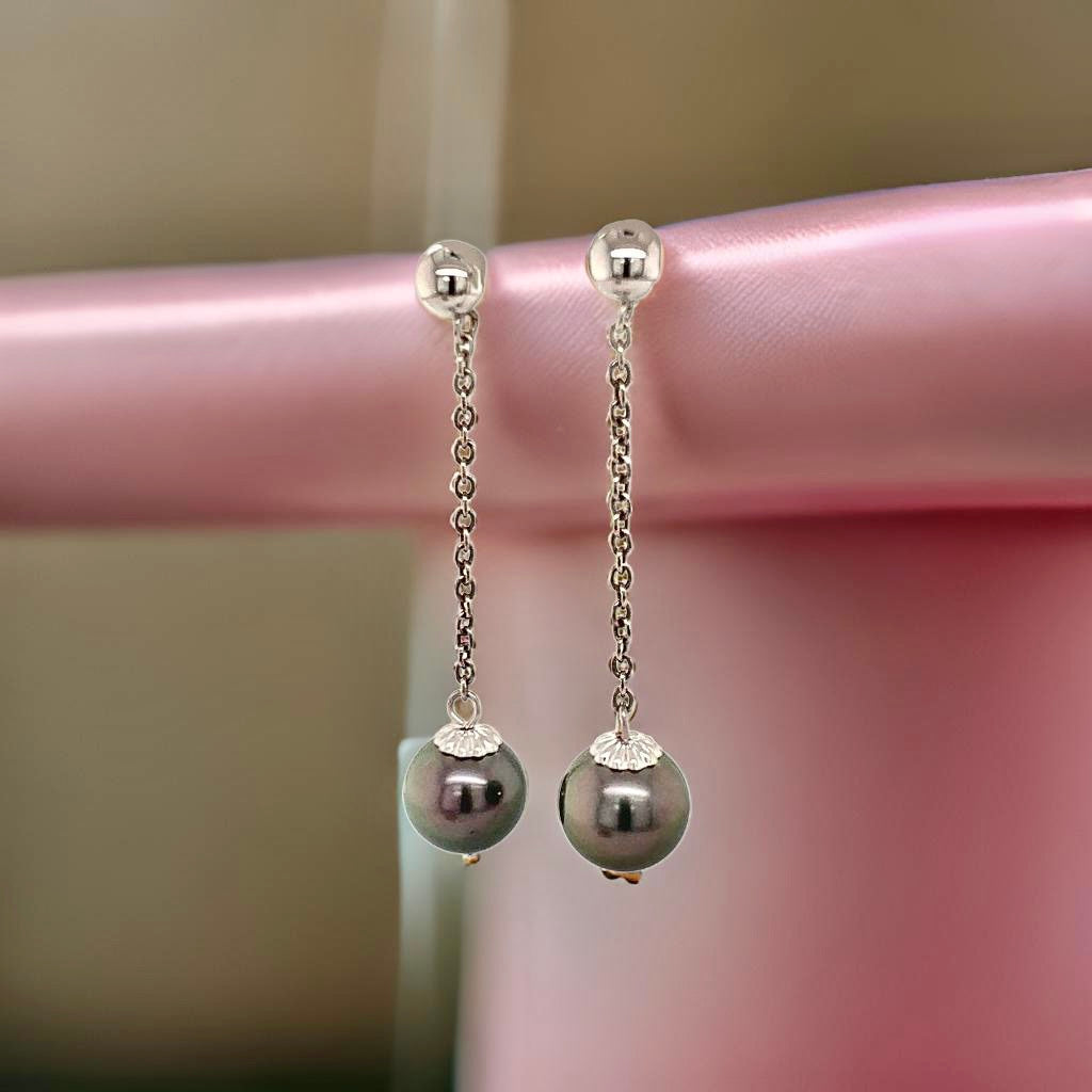 Tahitian Pearl 14k Gold Earrings Certified $899 013380