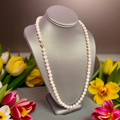 Akoya Pearl Necklace 14 KT YG 8.50 mm 26 IN Certified $7,650 017784