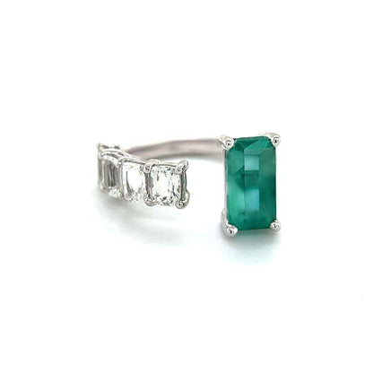 Natural Emerald Sapphire Ring Size 6.5 14k W Gold 4.95 TCW Certified $5,950 310639