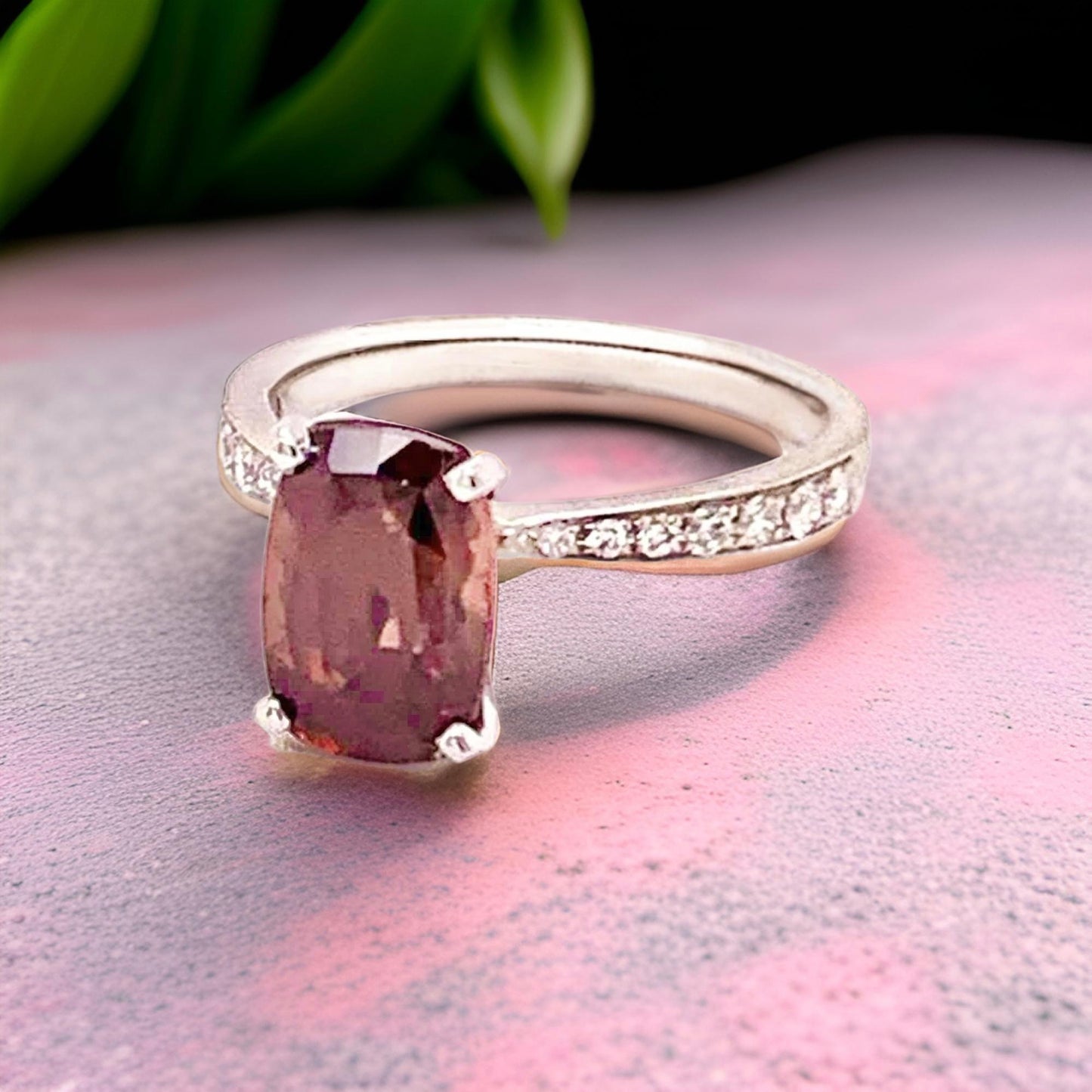 Diamond Tourmaline Rubellite Ring 6.75 18k Gold 4.01 tcw Women Certified $2,950 910746