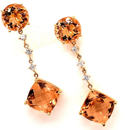 Natural Morganite Diamond Earrings 14k Gold 10.1 TCW Certified $5,950 111536