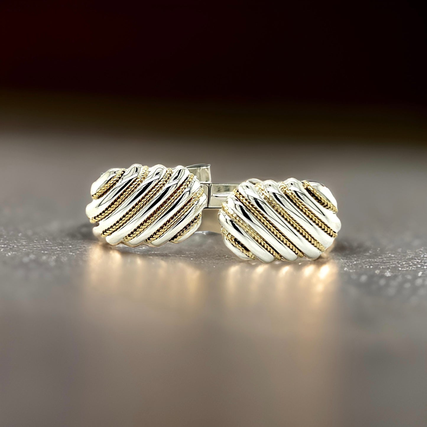 Tiffany & Co Estate Cufflinks 18k Gold + Sterling Silver TIF764