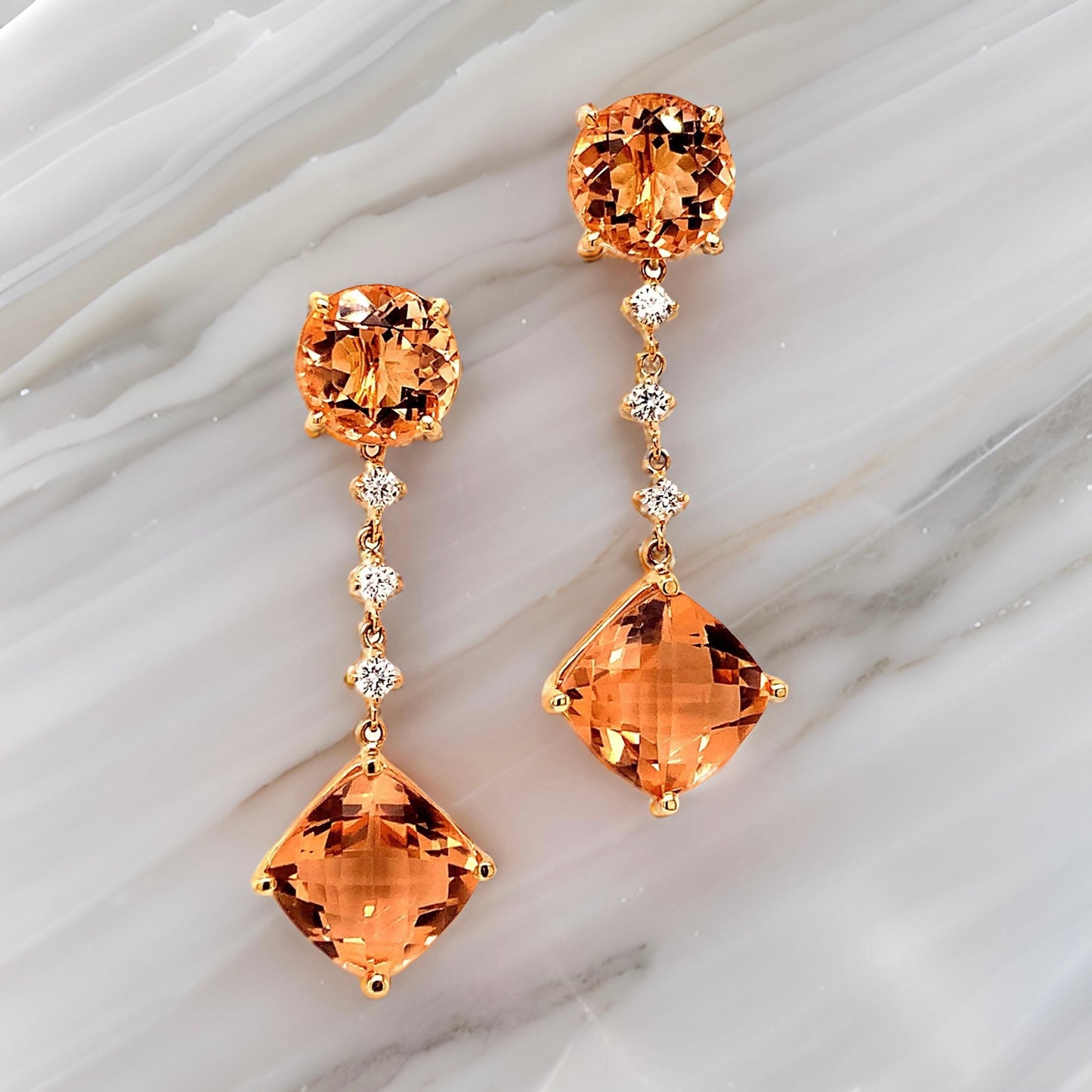 Natural Morganite Diamond Earrings 14k Gold 10.1 TCW Certified $5,950 111536