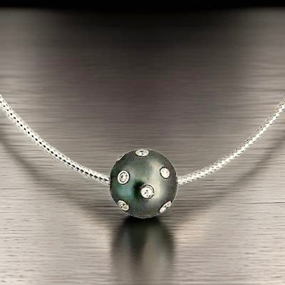 Diamond Tahitian South Sea Pearl Necklace 14k Gold Italy Certified $3950 920458