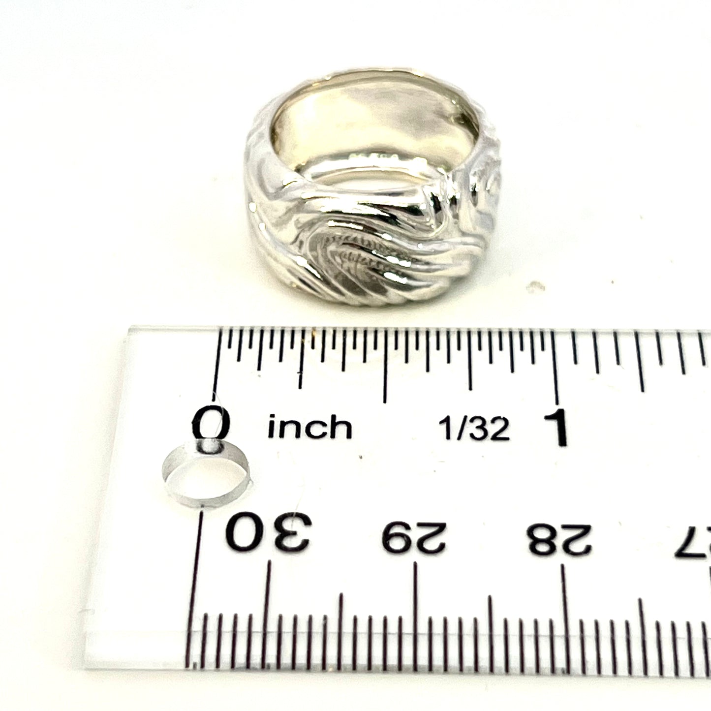 Tiffany & Co Estate Woodgrain Design Ring 4.5 Silver 11 mm TIF630