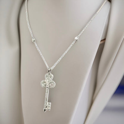 Fine Ladies Diamond Key 14 Kt 16" Italy Necklace Certified $2,500 822588