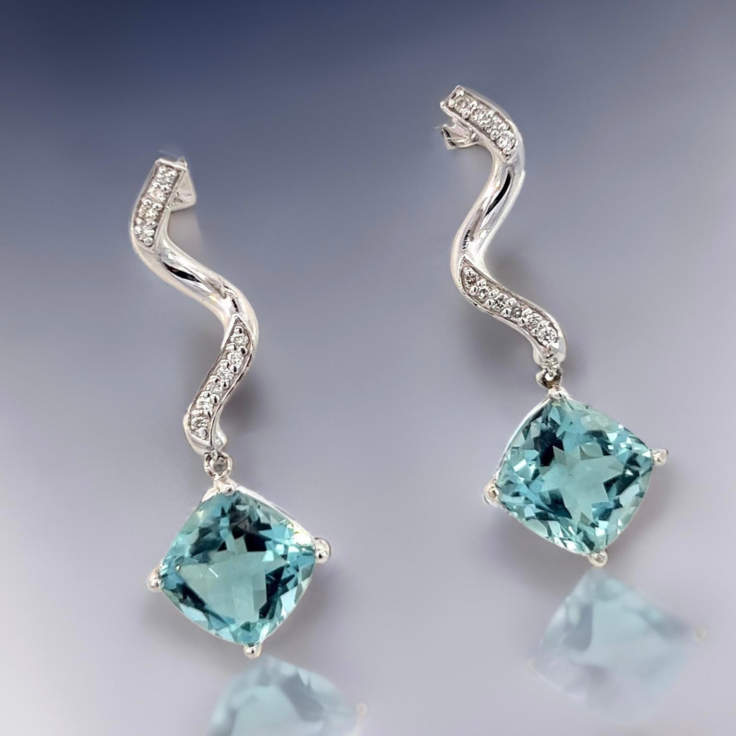 Natural Aquamarine Diamond Earrings 14k Gold 8.15 TCW Certified $4,950 111528