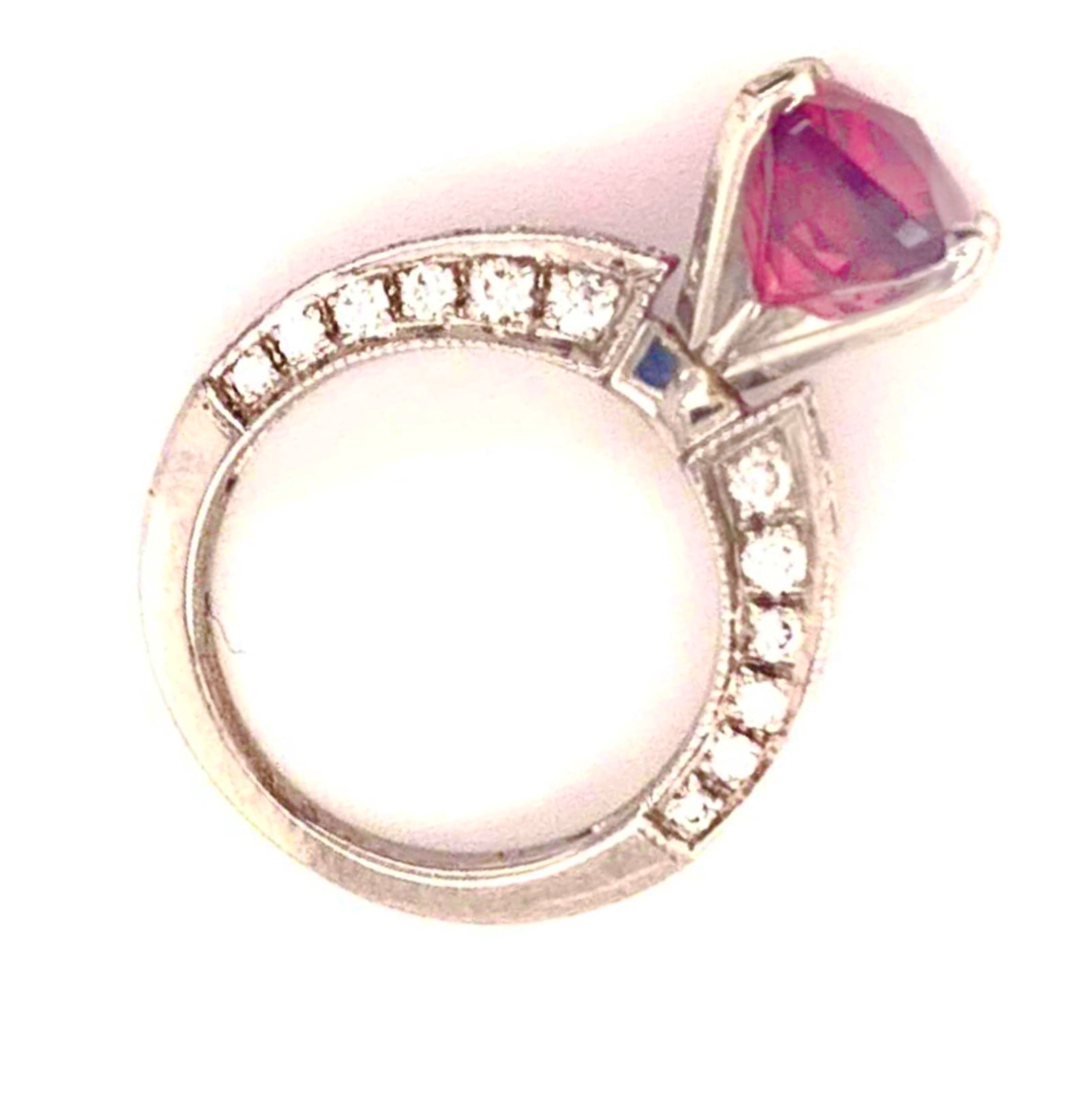 Diamond Tourmaline Rubellite Ring 3 Platinum 3.72 TCW Certified 910749 - Certified Fine Jewelry