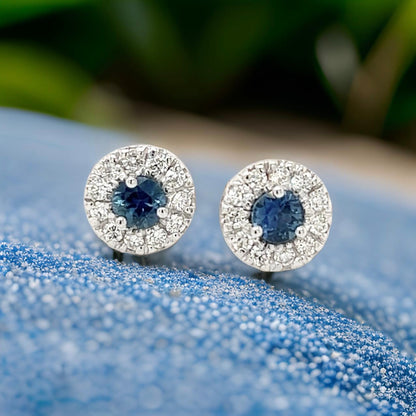 Natural Sapphire Diamond Stud Earrings 14k Gold 1.09 TCW Certified $3,950 216098