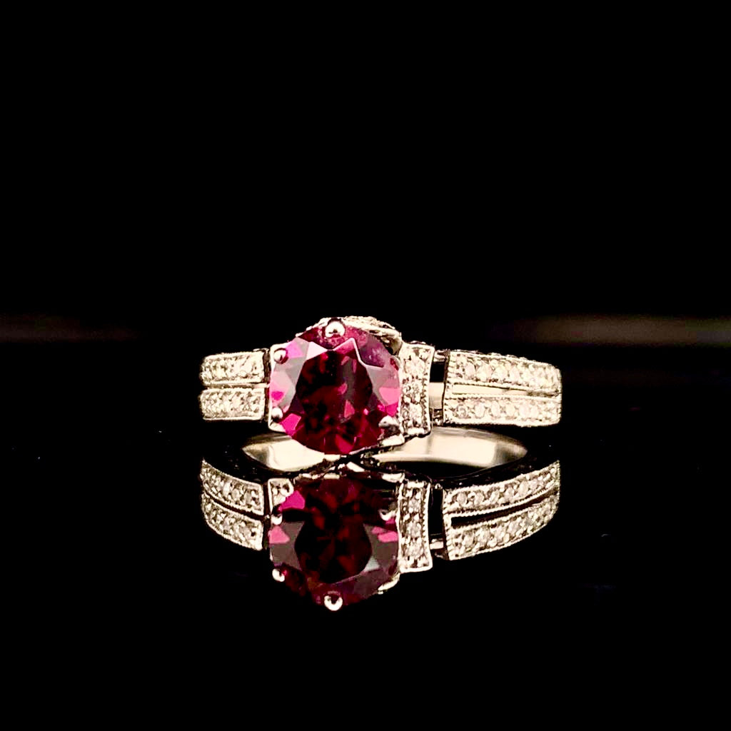 Diamond Tourmaline Rubellite Ring 4.5 14k Gold 1.38 TCW Women Certified $1,950 910744
