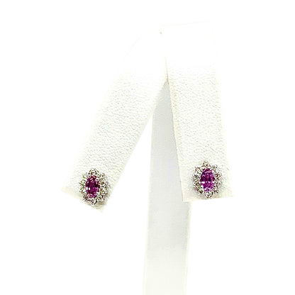 Diamond Sapphire Earrings 18k Gold Stud .90 CTW Certified $2,490 921516