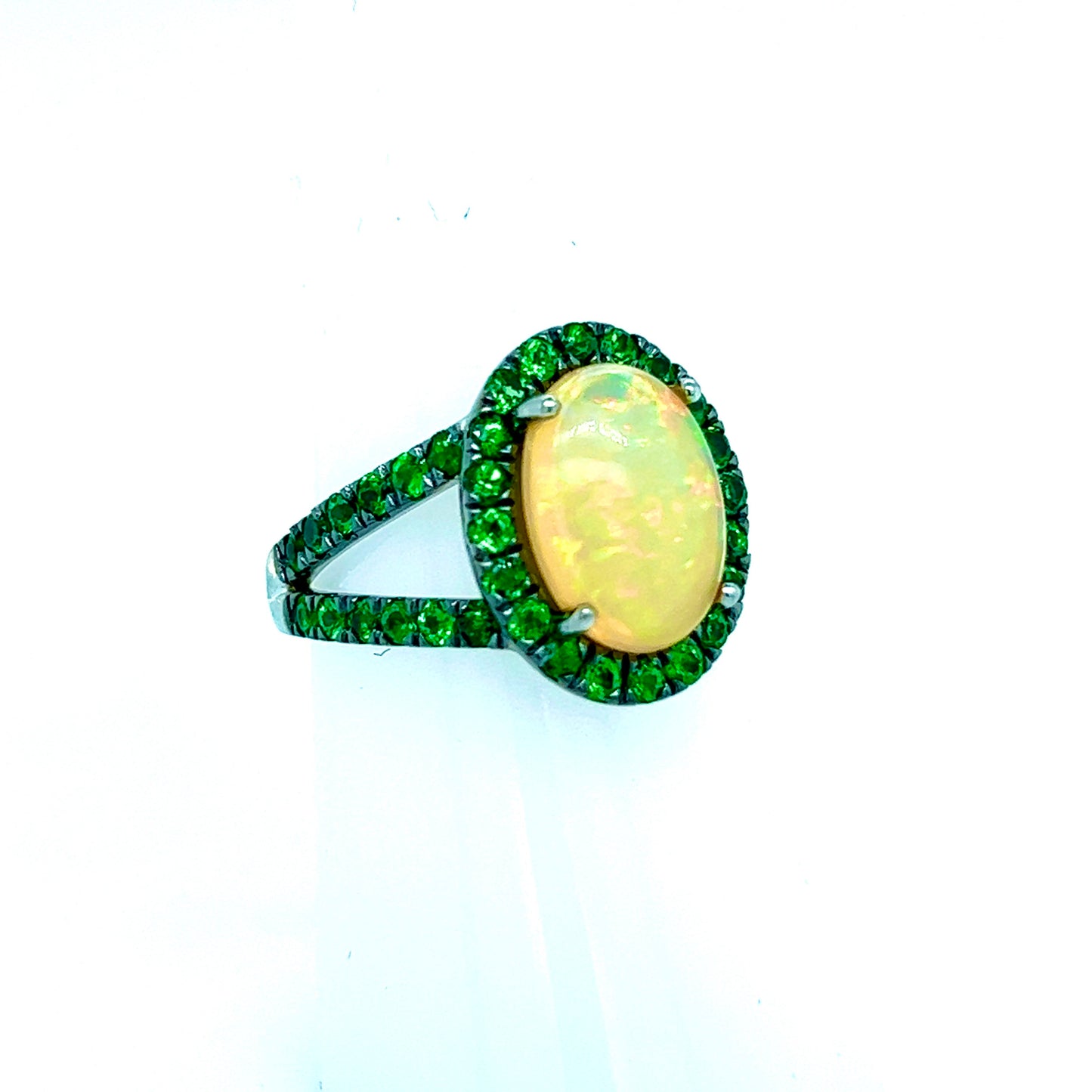 Natural Opal Tsavorite Ring Size 7 14k Gold 5.66 TCW Certified $5,950 300686