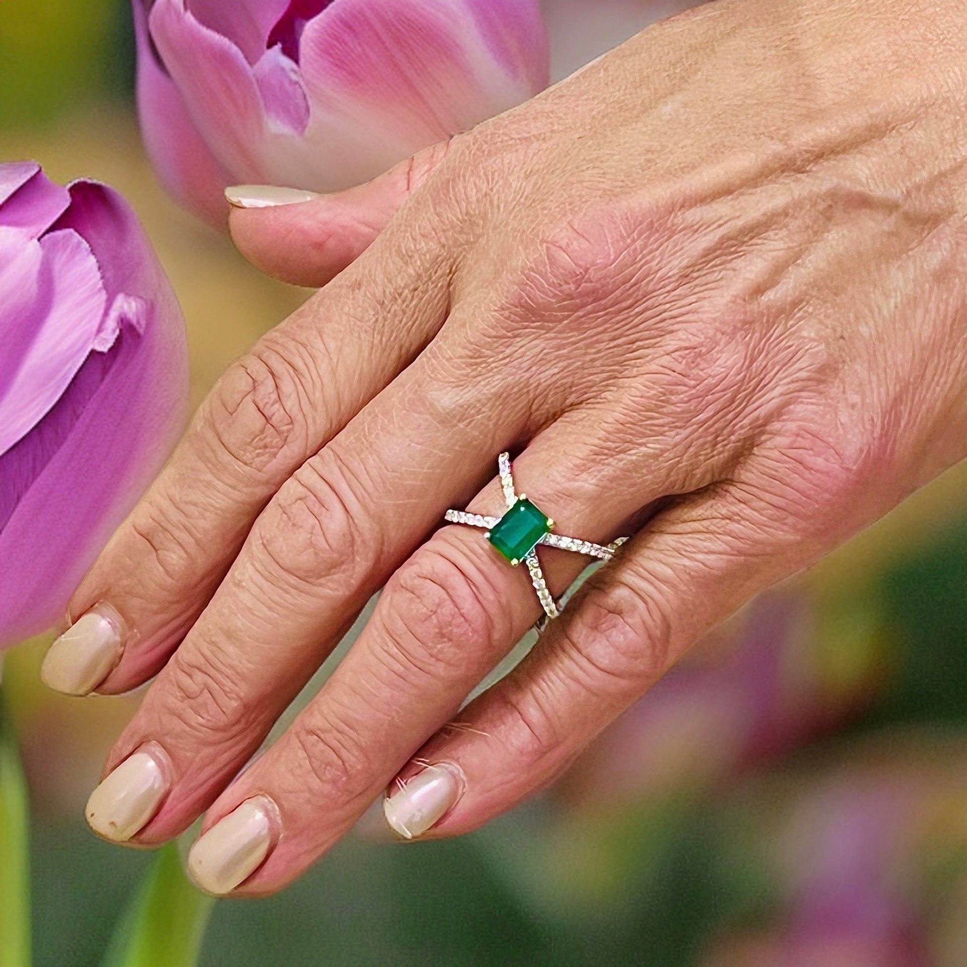 Natural Emerald Diamond Ring Size 6.5 14k W Gold 1.7 TCW Certified $4,975 217846 - Certified Fine Jewelry