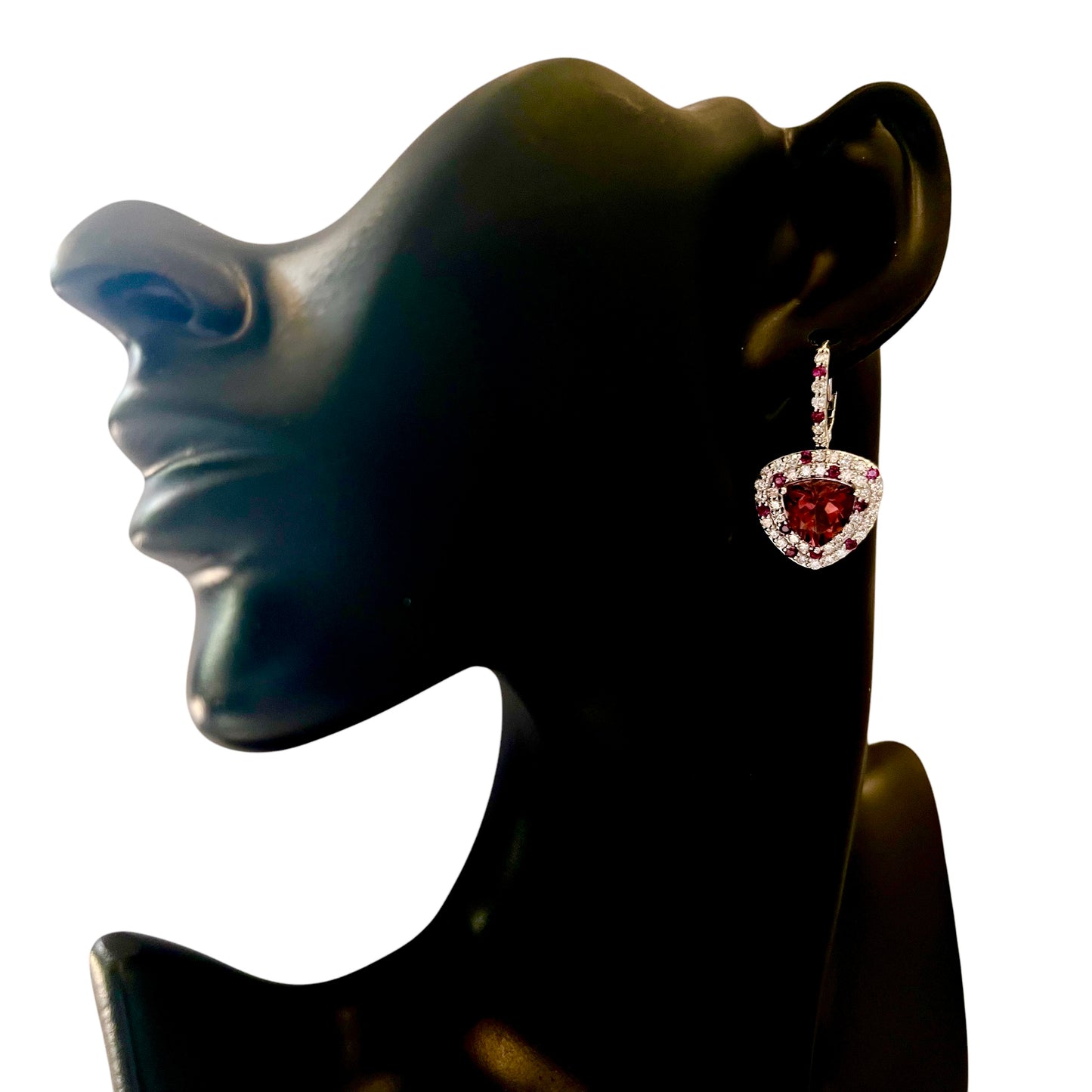 Natural Tourmaline Ruby Diamond Dangle Earrings 14k White Gold 10.53 TCW Certified $7,975 301437