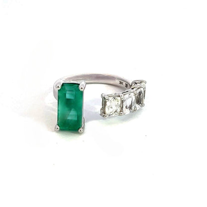 Natural Emerald Sapphire Ring Size 6.5 14k W Gold 4.95 TCW Certified $5,950 310639