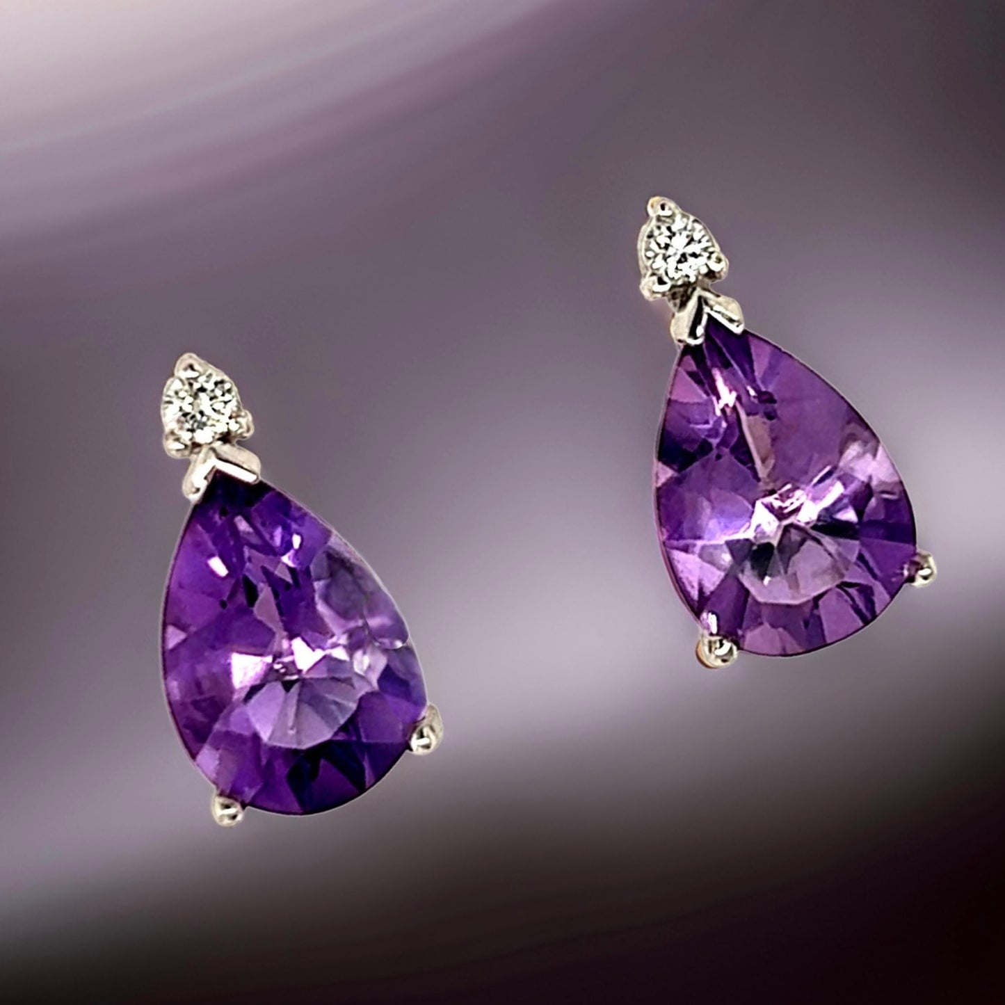 Natural Amethyst Diamond Earrings 14k Gold 3.71 TCW Certified $2,950 210754