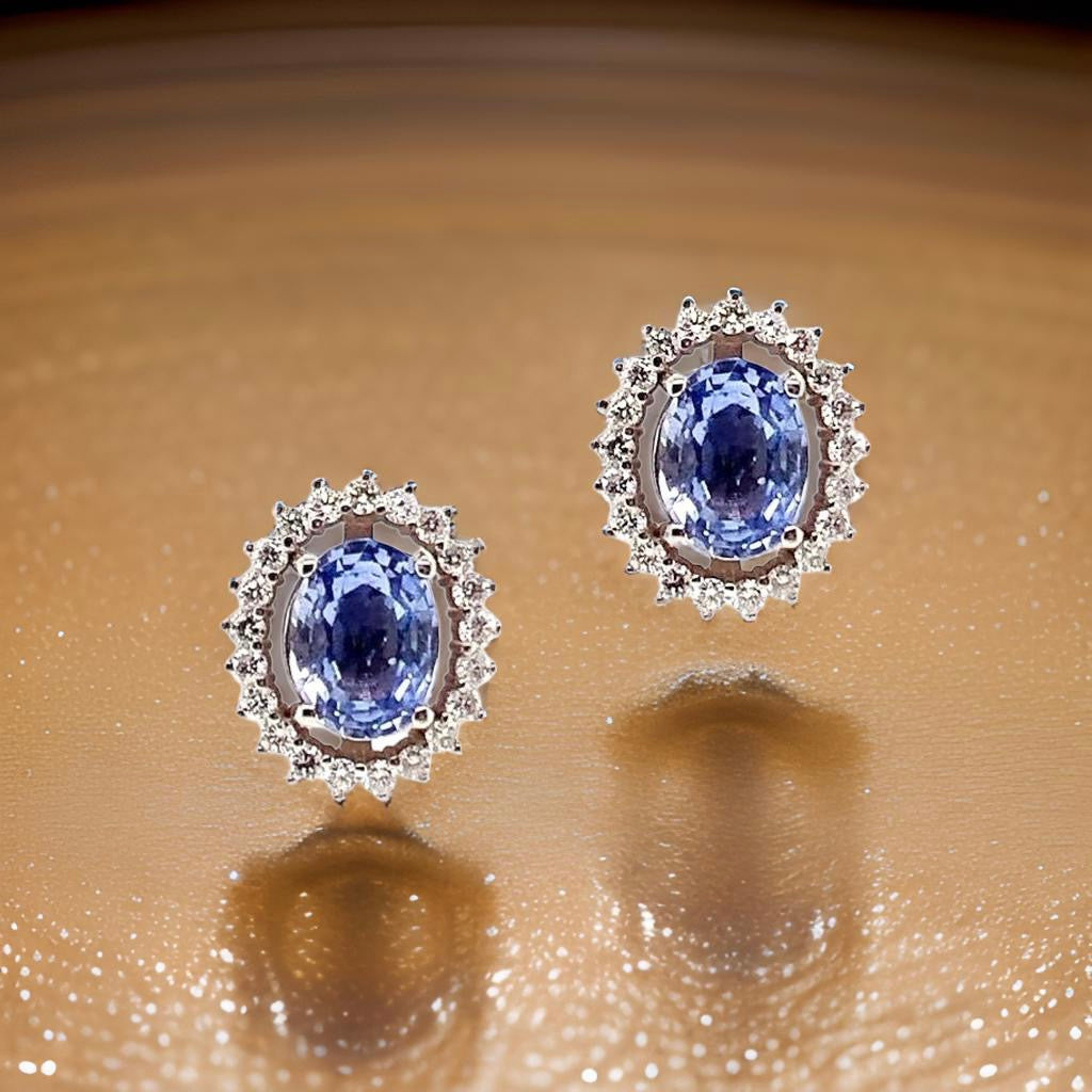 Diamond Sapphire Earrings 14k Gold 3.24 TCW Certified $5,950 018655